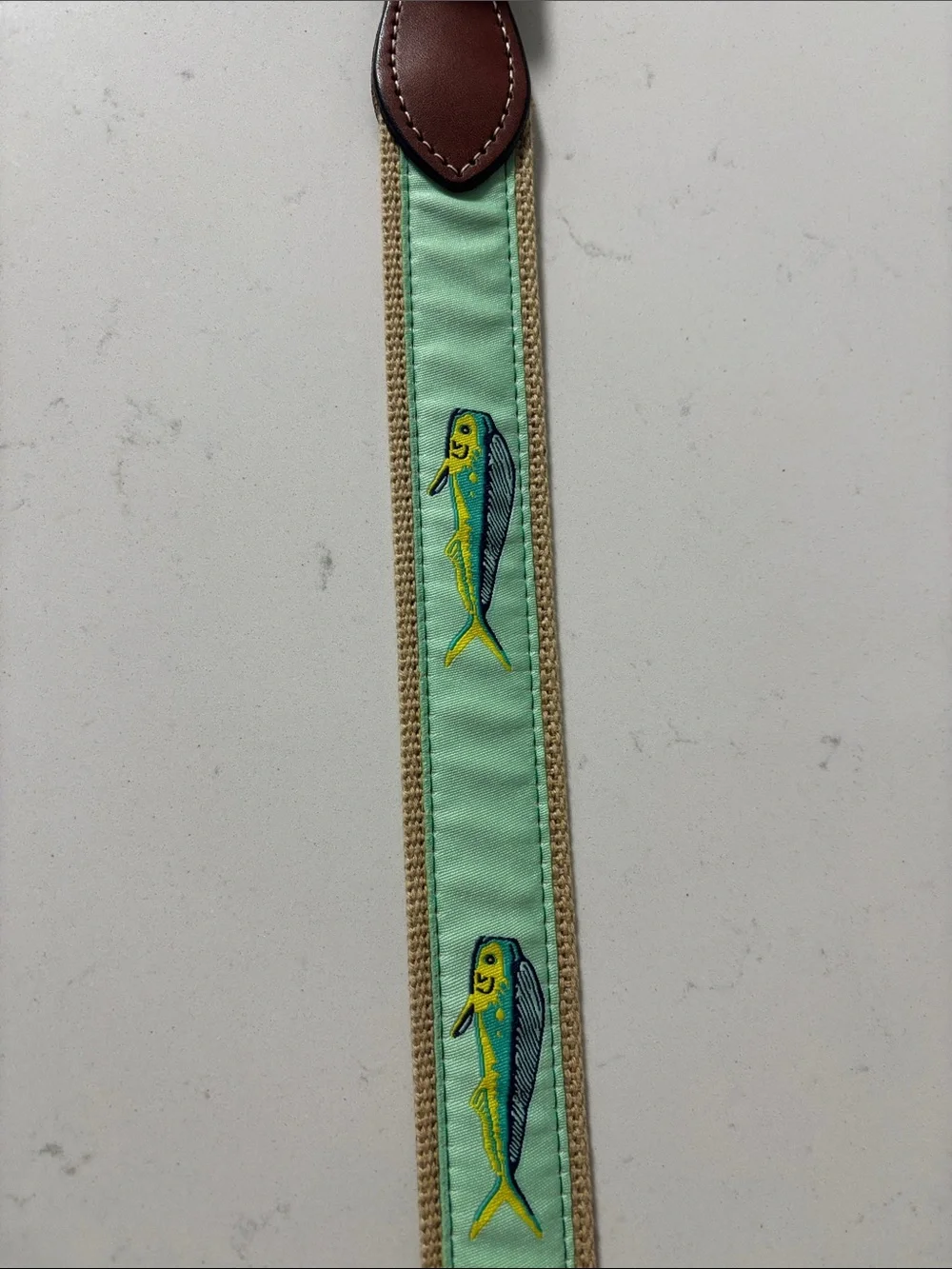 Men's Mint Green Fishing Embroidered Belt